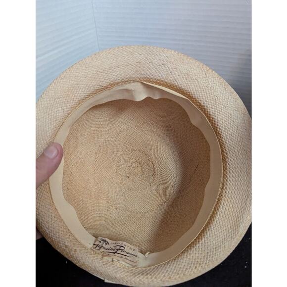 Imported Genuine Panama straw Vintage ladies HAT 40\'s 50\'s Breton roller ribbon main image 6